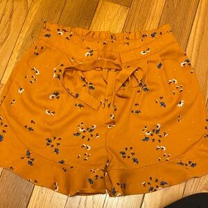 DR2 High Waist Orange Floral Tie Shorts